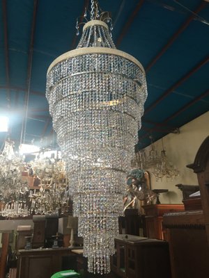 Large Crystal Cascade Chandelier with Cut Crystals, 1960s-WQQ-883300