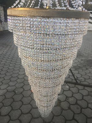 Large Crystal Cascade Chandelier with Cut Crystals, 1960s-WQQ-883300