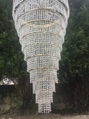 Large Crystal Cascade Chandelier with Cut Crystals, 1960s-WQQ-883300