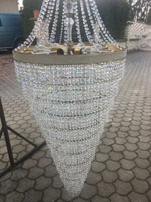 Large Crystal Cascade Chandelier with Cut Crystals, 1960s-WQQ-883300