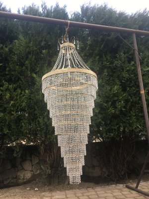 Large Crystal Cascade Chandelier with Cut Crystals, 1960s-WQQ-883300