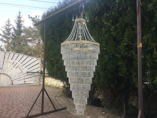 Large Crystal Cascade Chandelier with Cut Crystals, 1960s-WQQ-883300