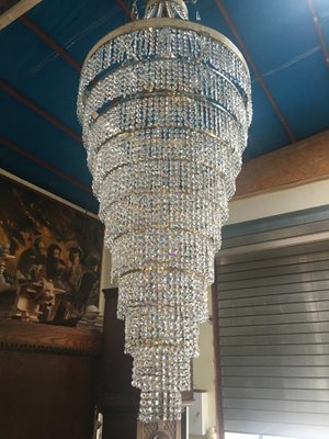 Large Crystal Cascade Chandelier with Cut Crystals, 1960s-WQQ-883300