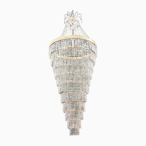 Large Crystal Cascade Chandelier with Cut Crystals, 1960s-WQQ-883300