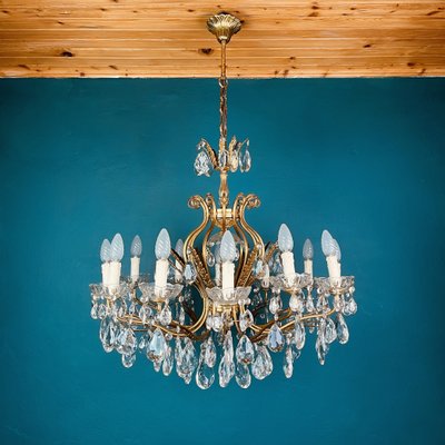 Large Crystal Chandelier, Italy, 1950s-WQC-1060802