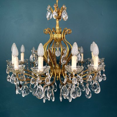 Large Crystal Chandelier, Italy, 1950s-WQC-1060802