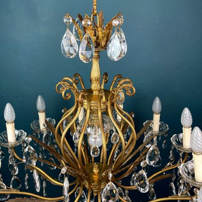 Large Crystal Chandelier, Italy, 1950s-WQC-1060802