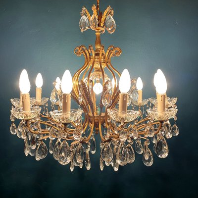 Large Crystal Chandelier, Italy, 1950s-WQC-1060802