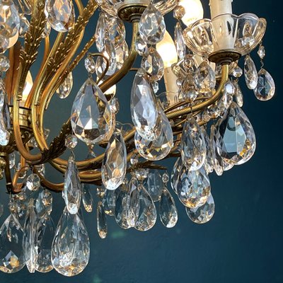 Large Crystal Chandelier, Italy, 1950s-WQC-1060802