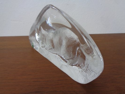 Large Crystal Glass Cat Sculpture by Mats Jonasson for Maler As, Sweden, 1980s-RDW-2026973