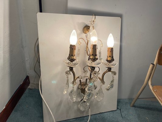 Large Crystal Sconces, 1960s, Set of 3-JJC-1738836