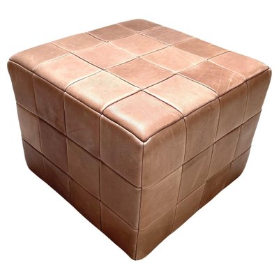 Large Cubic Patchwork Leather Pouf attributed to De Sede, Switzerland, 1970s-QZ-1761405