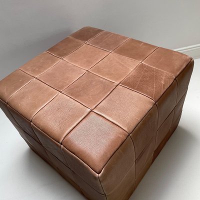 Large Cubic Patchwork Leather Pouf attributed to De Sede, Switzerland, 1970s-QZ-1761405