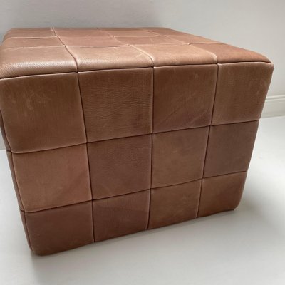 Large Cubic Patchwork Leather Pouf attributed to De Sede, Switzerland, 1970s-QZ-1761405