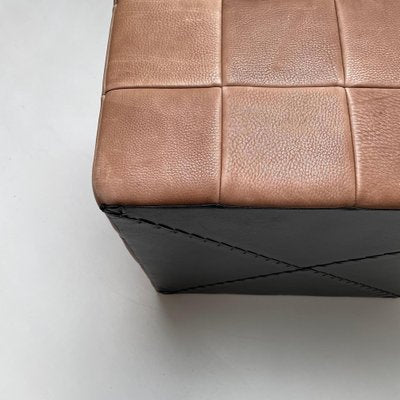 Large Cubic Patchwork Leather Pouf attributed to De Sede, Switzerland, 1970s-QZ-1761405