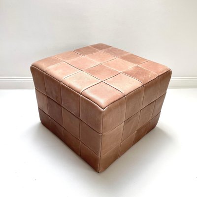 Large Cubic Patchwork Leather Pouf attributed to De Sede, Switzerland, 1970s-QZ-1761405