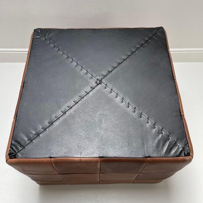 Large Cubic Patchwork Leather Pouf attributed to De Sede, Switzerland, 1970s-QZ-1761405