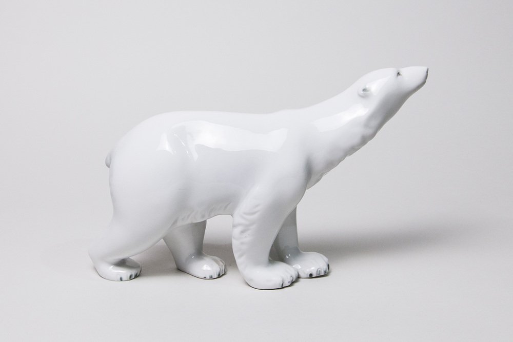 Large Czechoslovakian Polar Bear Sculpture from Royal Dux, 1960s