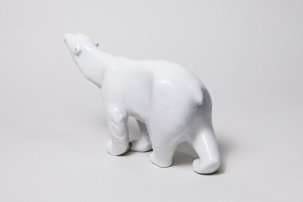 Large Czechoslovakian Polar Bear Sculpture from Royal Dux, 1960s