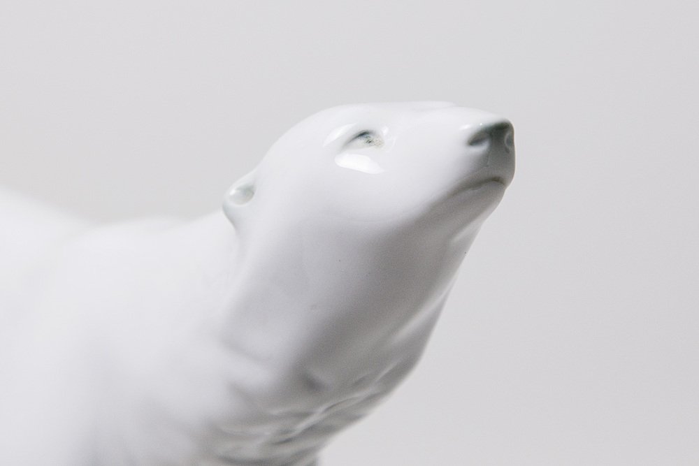 Large Czechoslovakian Polar Bear Sculpture from Royal Dux, 1960s