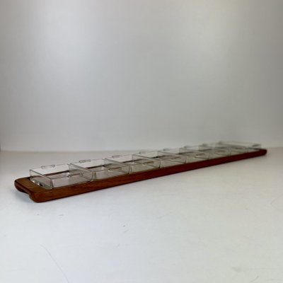 Large Danish Aperitif Tray with Glass Bowls from Esa, 1960s, Set of 9-DX-2043112