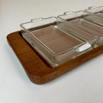 Large Danish Aperitif Tray with Glass Bowls from Esa, 1960s, Set of 9-DX-2043112