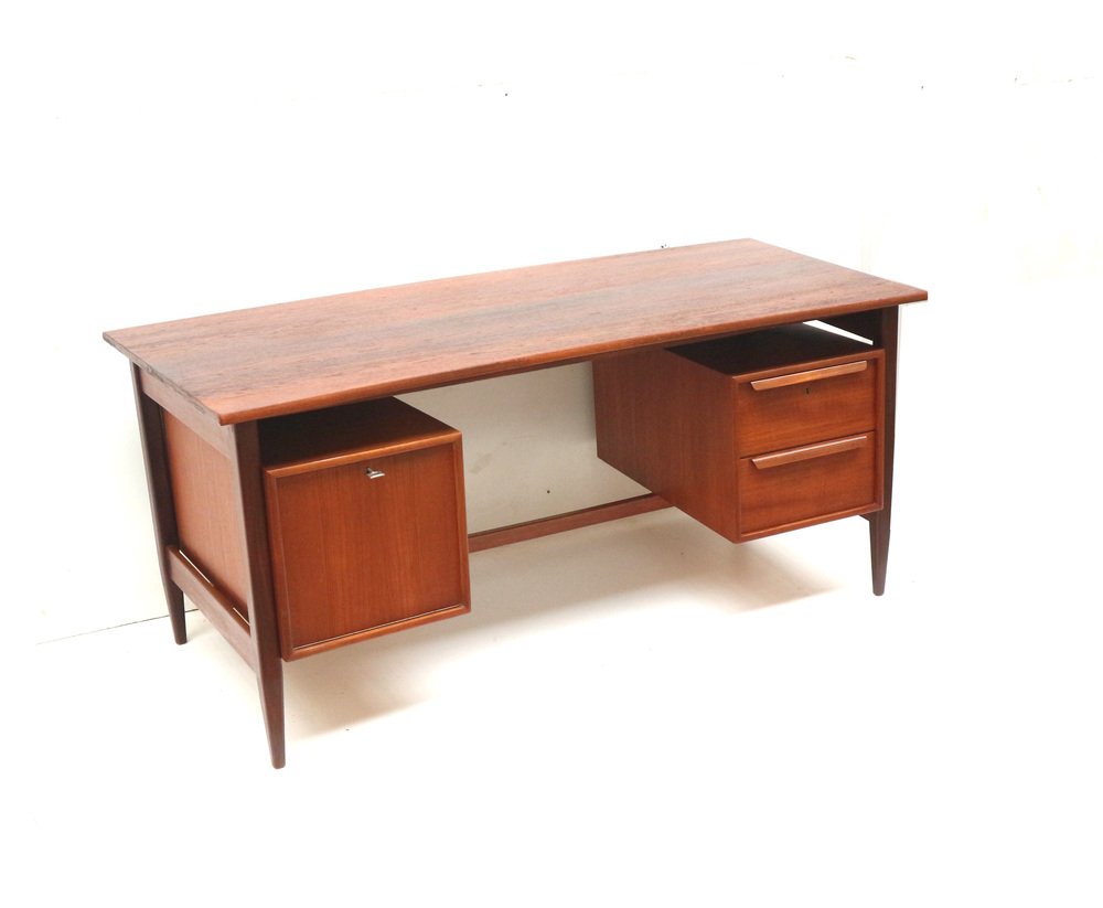 Large Danish Boomerang Desk in Teak, 1960s