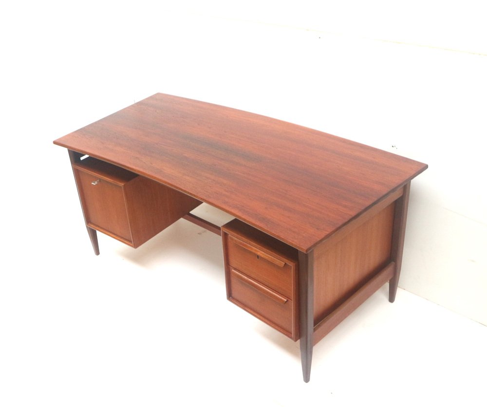 Large Danish Boomerang Desk in Teak, 1960s