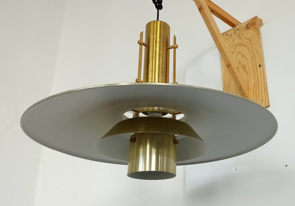 Large Danish Ceiling Lamp in Brass by T.H. Valentiner