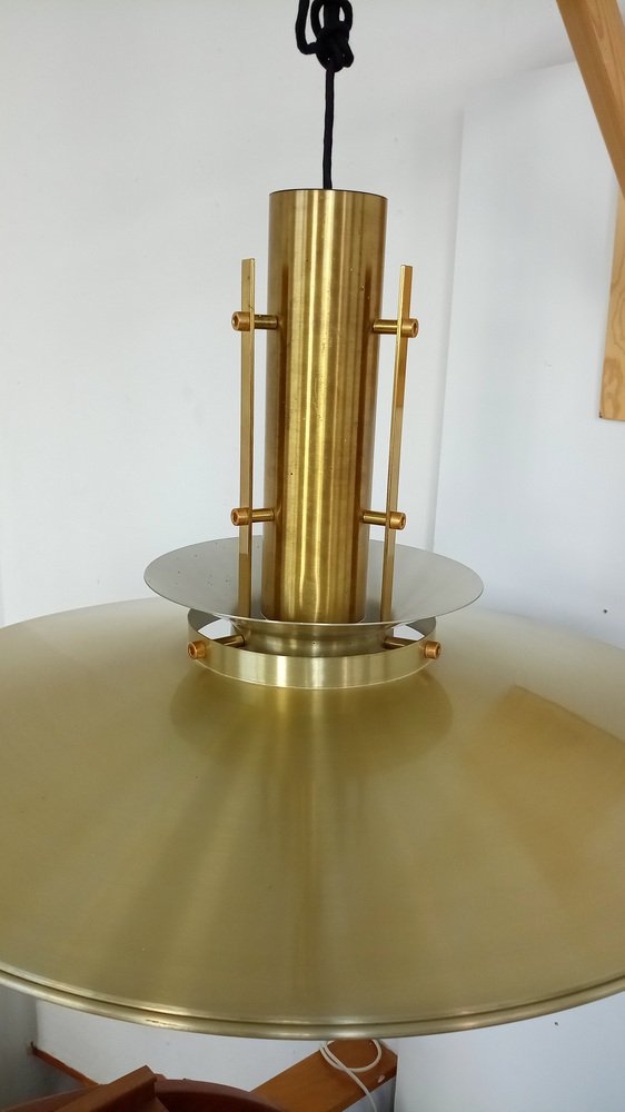 Large Danish Ceiling Lamp in Brass by T.H. Valentiner