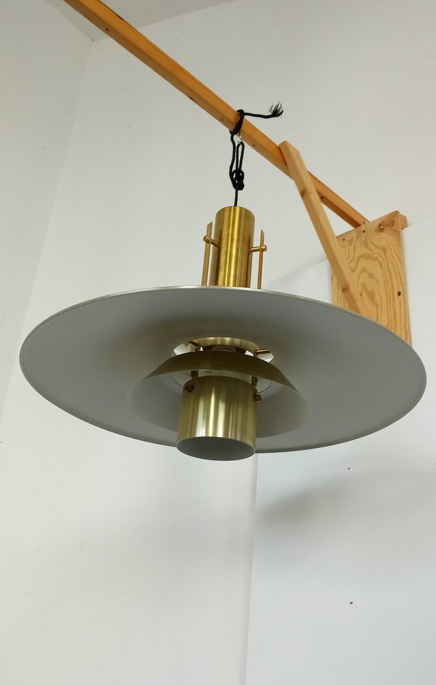 Large Danish Ceiling Lamp in Brass by T.H. Valentiner