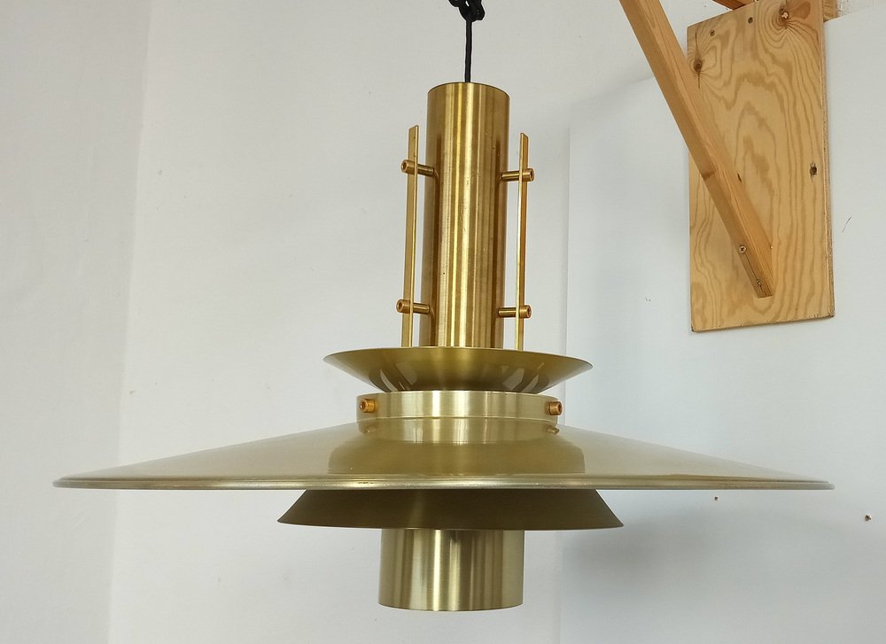 Large Danish Ceiling Lamp in Brass by T.H. Valentiner