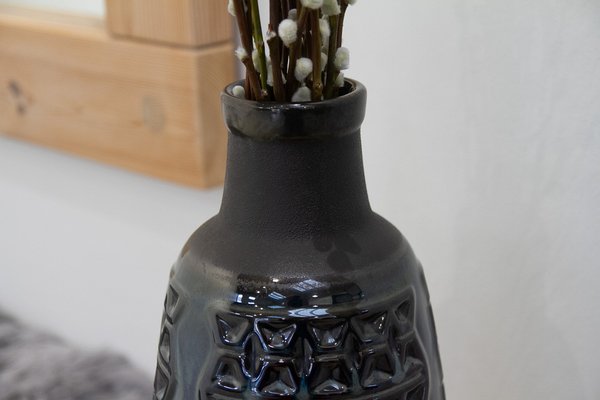 Large Danish Ceramic Vase in Blue Glaze by Einar Johansen for Søholm, 1960s-WIX-1818316