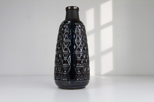 Large Danish Ceramic Vase in Blue Glaze by Einar Johansen for Søholm, 1960s-WIX-1818316