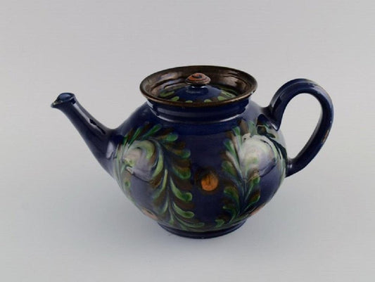 Large Danish Glazed Ceramic Teapot from Kähler