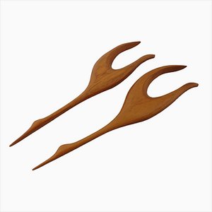 Large Danish Herons in Teak, 1960s, Set of 2-RDW-1789111