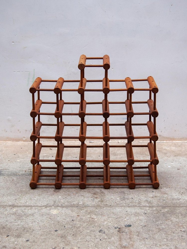 Large Danish Modern Wine Rack Holder in Teak by Nissen Langaa, 1960