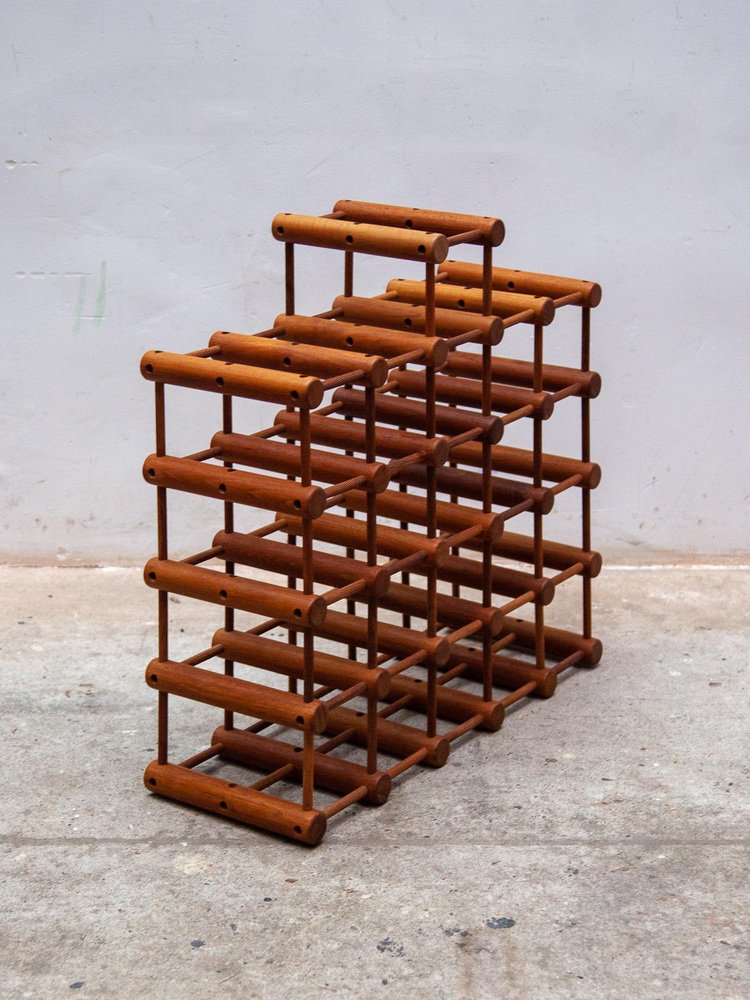 Large Danish Modern Wine Rack Holder in Teak by Nissen Langaa, 1960