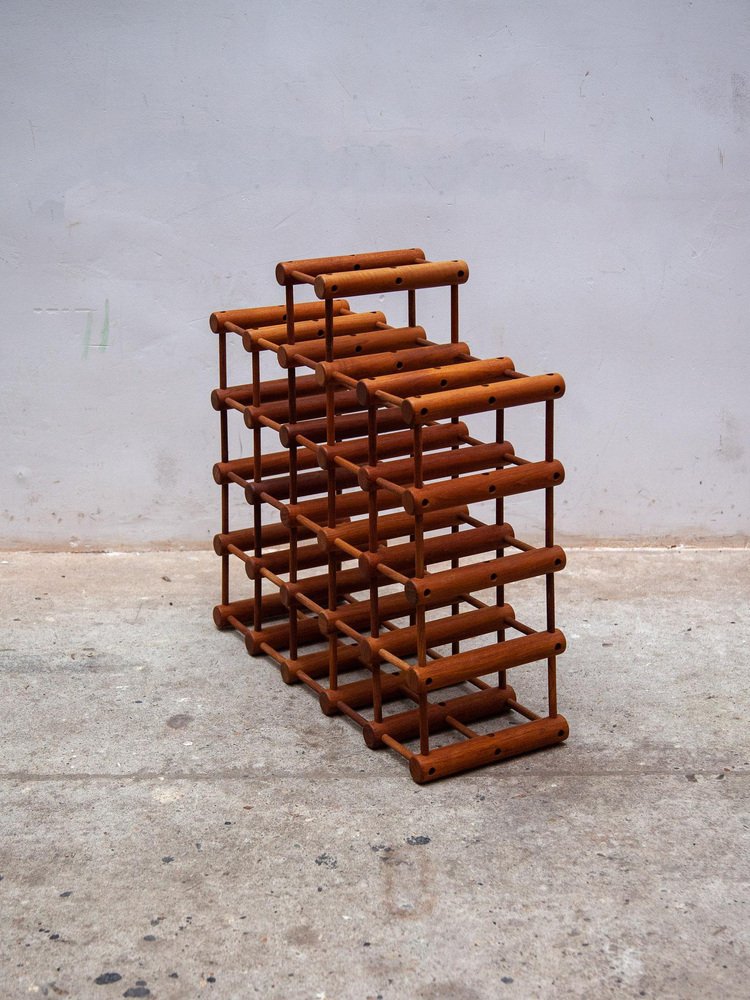 Large Danish Modern Wine Rack Holder in Teak by Nissen Langaa, 1960