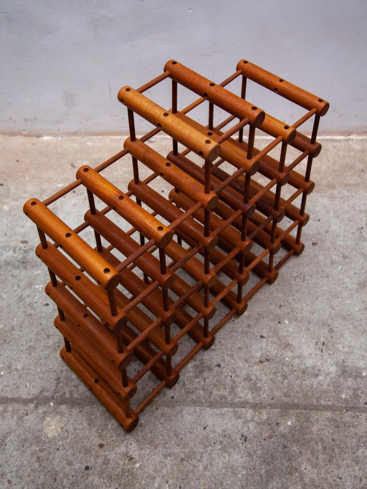 Large Danish Modern Wine Rack Holder in Teak by Nissen Langaa, 1960