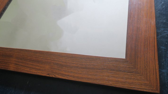 Large Danish Rosewood Wall Mirror with Amber Lights, 1960s-ED-1818299