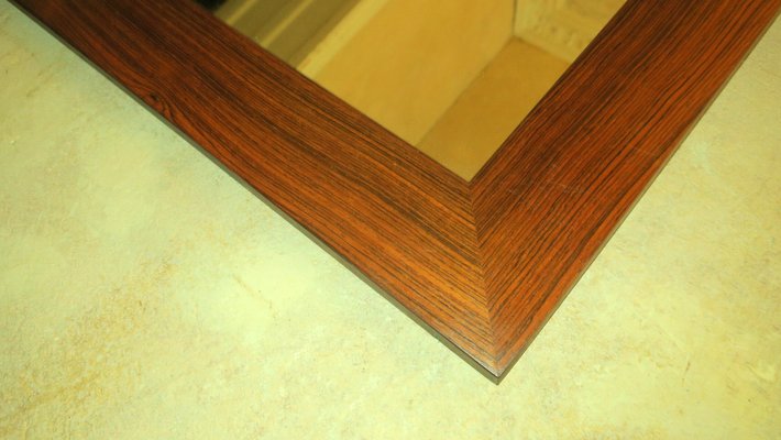 Large Danish Rosewood Wall Mirror with Amber Lights, 1960s-ED-1818299