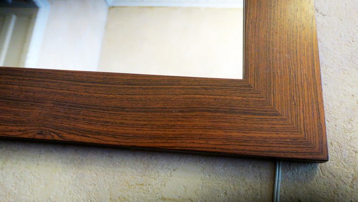 Large Danish Rosewood Wall Mirror with Amber Lights, 1960s-ED-1818299