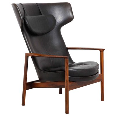 Large Danish Rosewood Wing Back Lounge Chair by Ib Kofod-Larsen, 1954-KL-620366