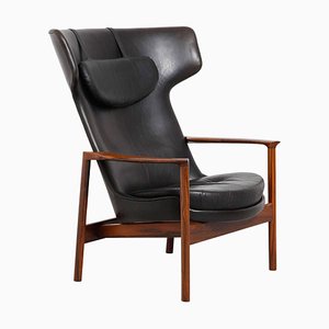 Large Danish Rosewood Wing Back Lounge Chair by Ib Kofod-Larsen, 1954-KL-620366