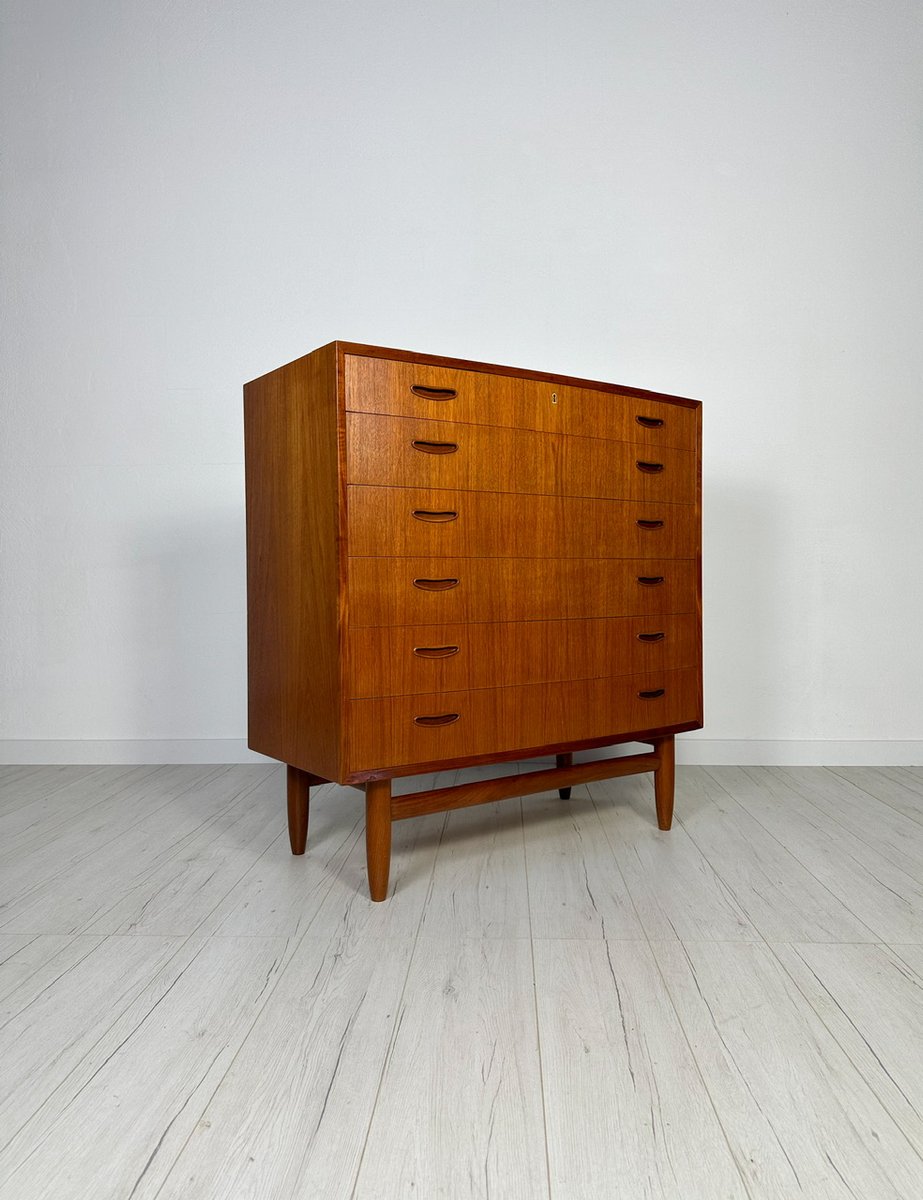 Large Danish Teak Bow Front Dresser, 1960s