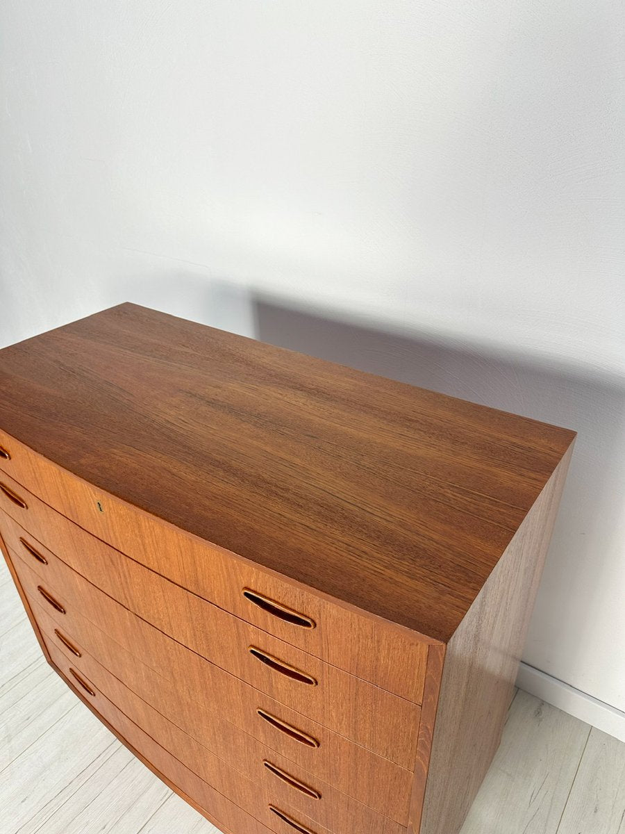 Large Danish Teak Bow Front Dresser, 1960s