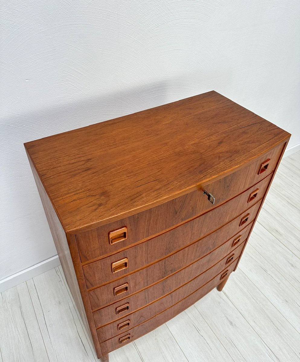 Large Danish Teak Bow Front Dresser, 1960s