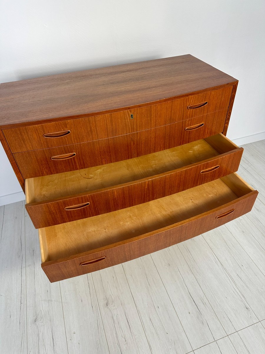 Large Danish Teak Bow Front Dresser, 1960s