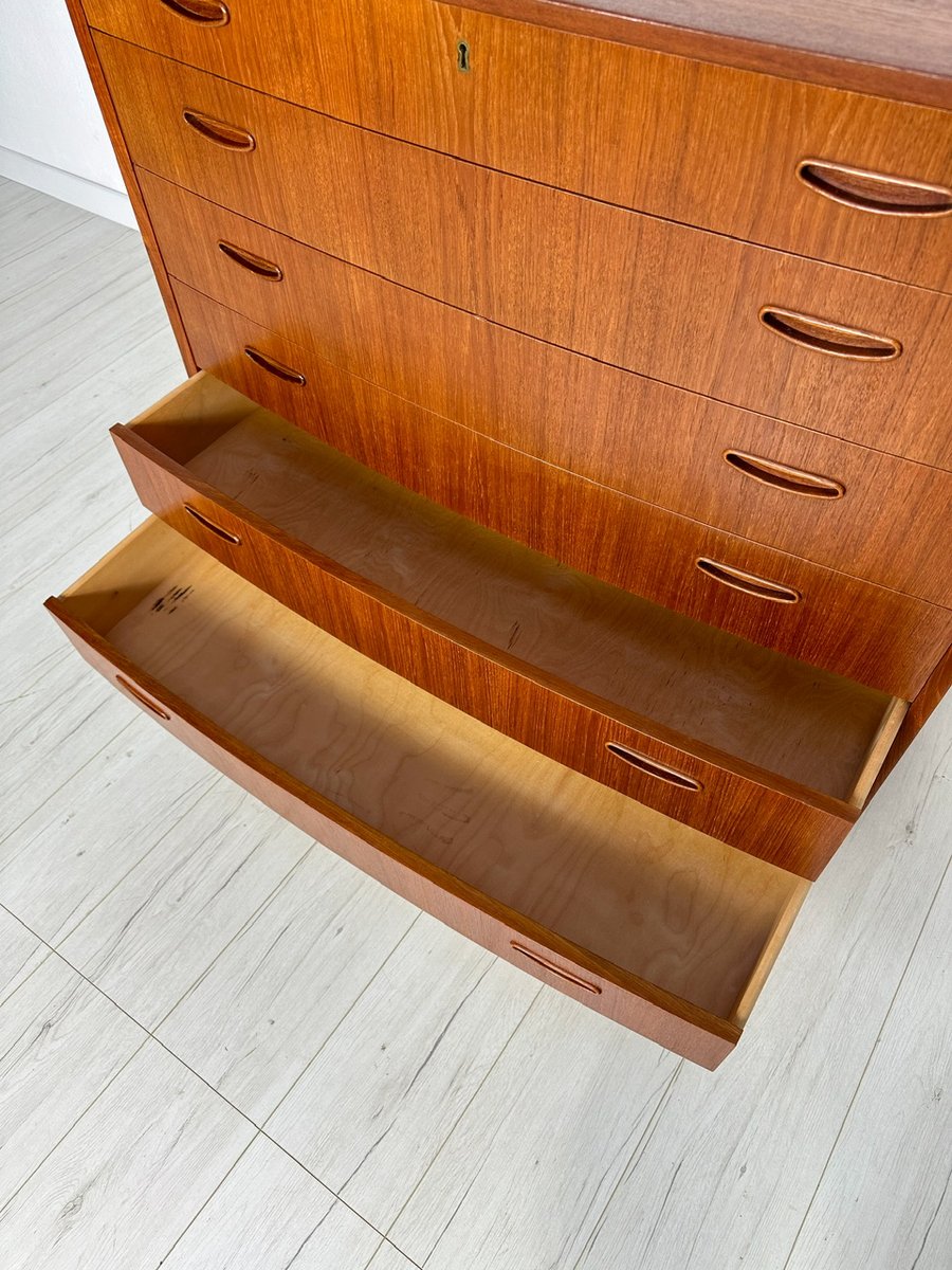 Large Danish Teak Bow Front Dresser, 1960s